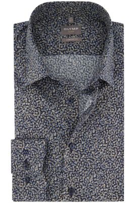 Olymp Olymp business overhemd Luxor Comfort Fit normale fit donkerblauw geprint katoen