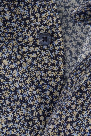 Olymp donkerblauw geprint overhemd Comfort Fit katoen Luxor 