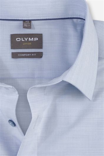 Olymp business overhemd wijde fit lichtblauw effen katoen