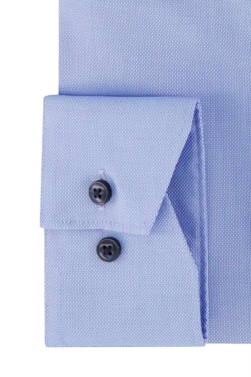 Katoenen Olymp overhemd mouwlengte 7 normale fit effen blauw