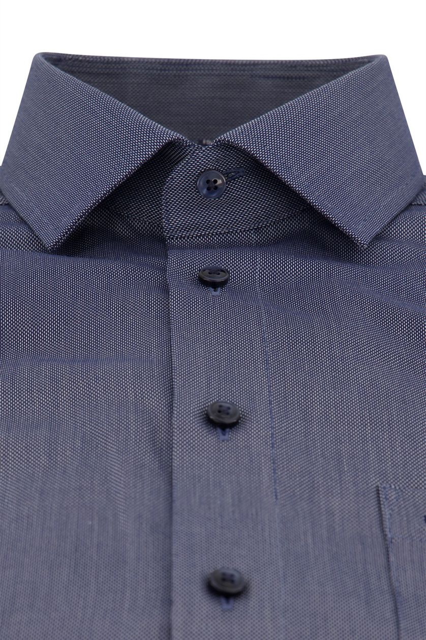 katoenen Olymp overhemd mouwlengte 7 normale fit donkerblauw geprint