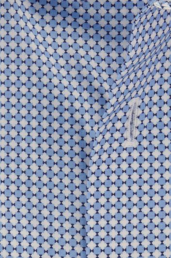 Katoenen Olymp Luxor overhemd mouwlengte 7 Modern Fit blauw geprint