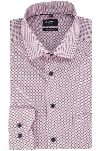 Olymp overhemd mouwlengte 7 Luxor Modern Fit roze geprint