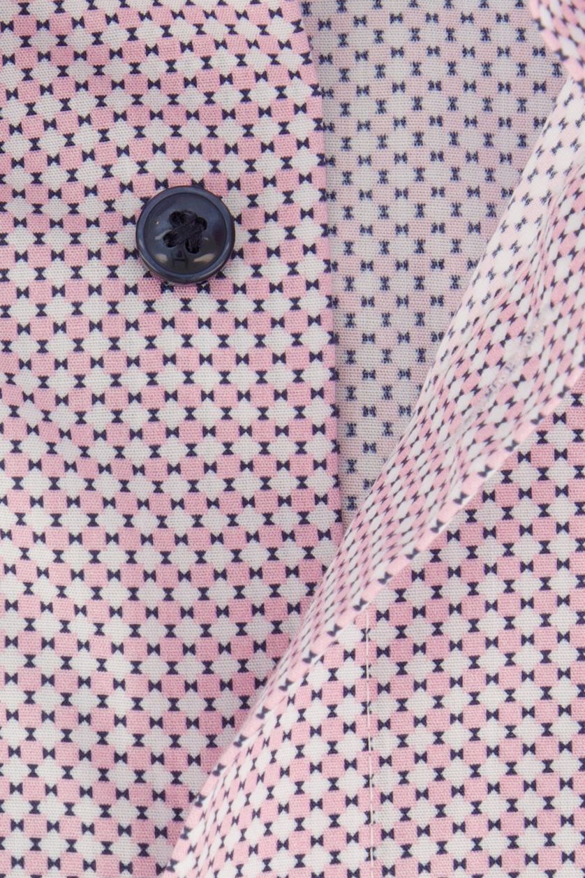 katoenen Olymp overhemd mouwlengte 7 Luxor Modern Fit roze geprint