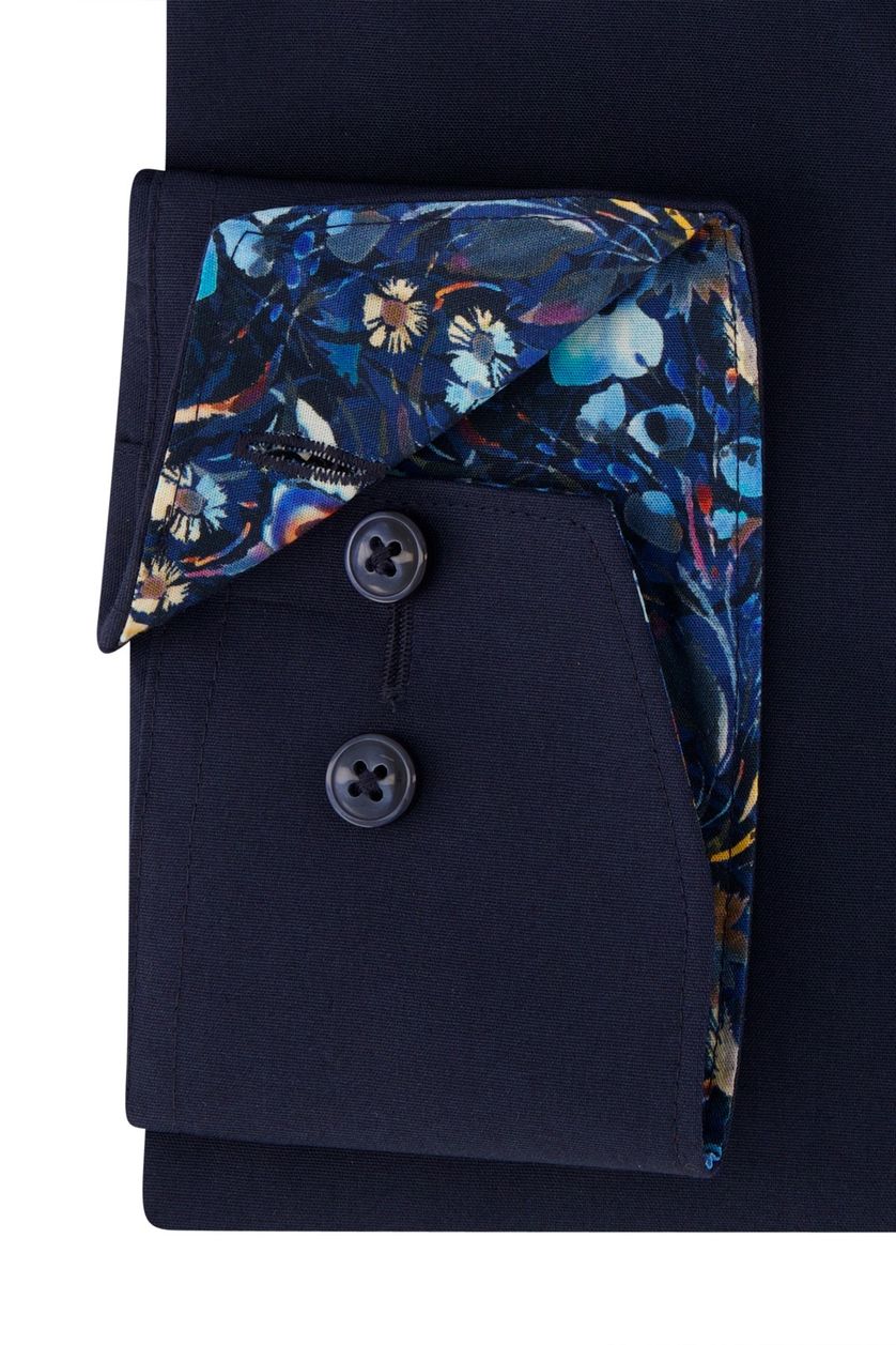 Olymp overhemd mouwlengte 7 normale fit donkerblauw katoen