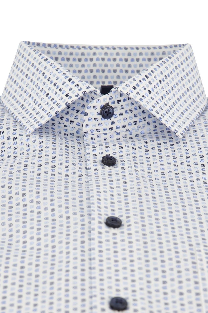 Olymp overhemd strijkvrij blauw geprint modern fit