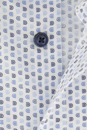 Olymp overhemd blauw geprint modern fit katoen strijkvrij
