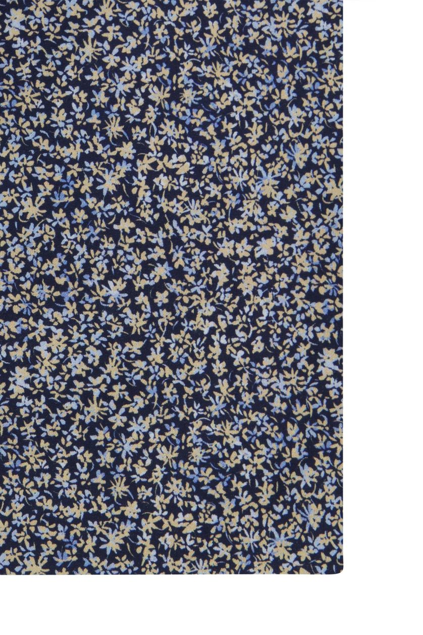 Olymp overhemd mouwlengte 7 Luxor Modern Fit donkerblauw en beige geprint bloemen katoen