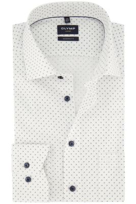 Olymp Katoenen Olymp overhemd wit geprint luxor modern fit mouwlengte 7