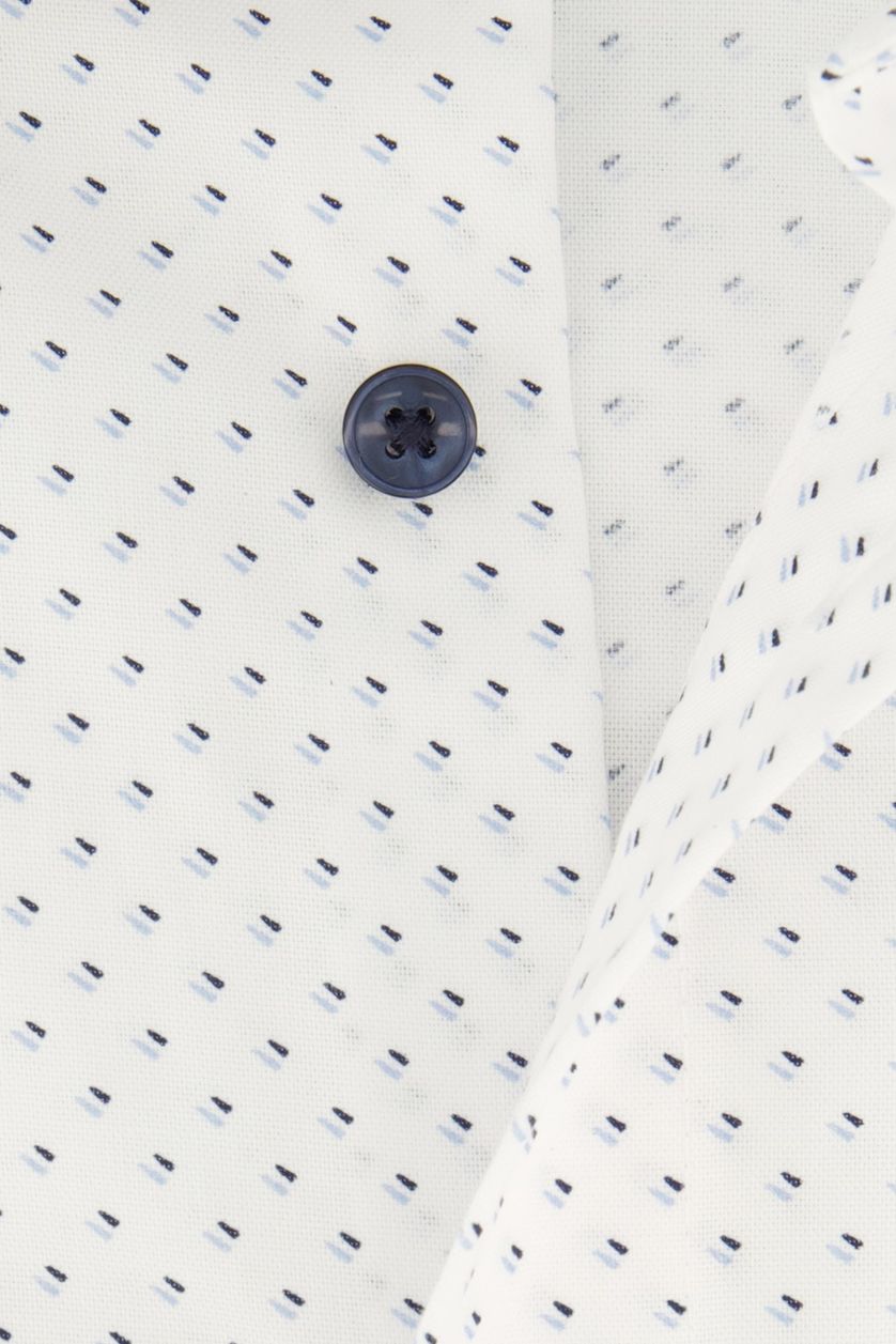 Olymp wit geprint overhemd katoen mouwlengte 7 luxor modern fit