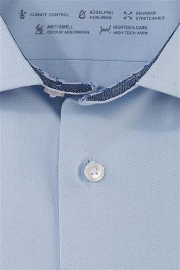 Olymp overhemd normale fit blauw effen katoen