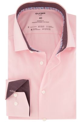 Olymp Katoenen Olymp luxor overhemd modern fit 24 seven roze