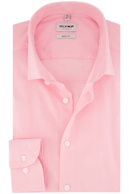 Olymp Olymp overhemd mouwlengte 7 extra slim fit roze effen katoen