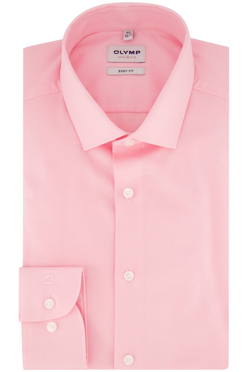 Katoenen Olymp overhemd mouwlengte 7 extra slim fit effen roze