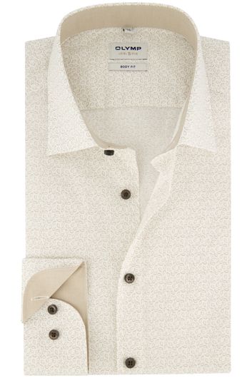 Olymp overhemd mouwlengte 7 Level Five normale fit beige geprint katoen