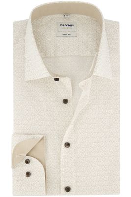 Olymp Olymp overhemd mouwlengte 7 Level Five normale fit beige geprint katoen