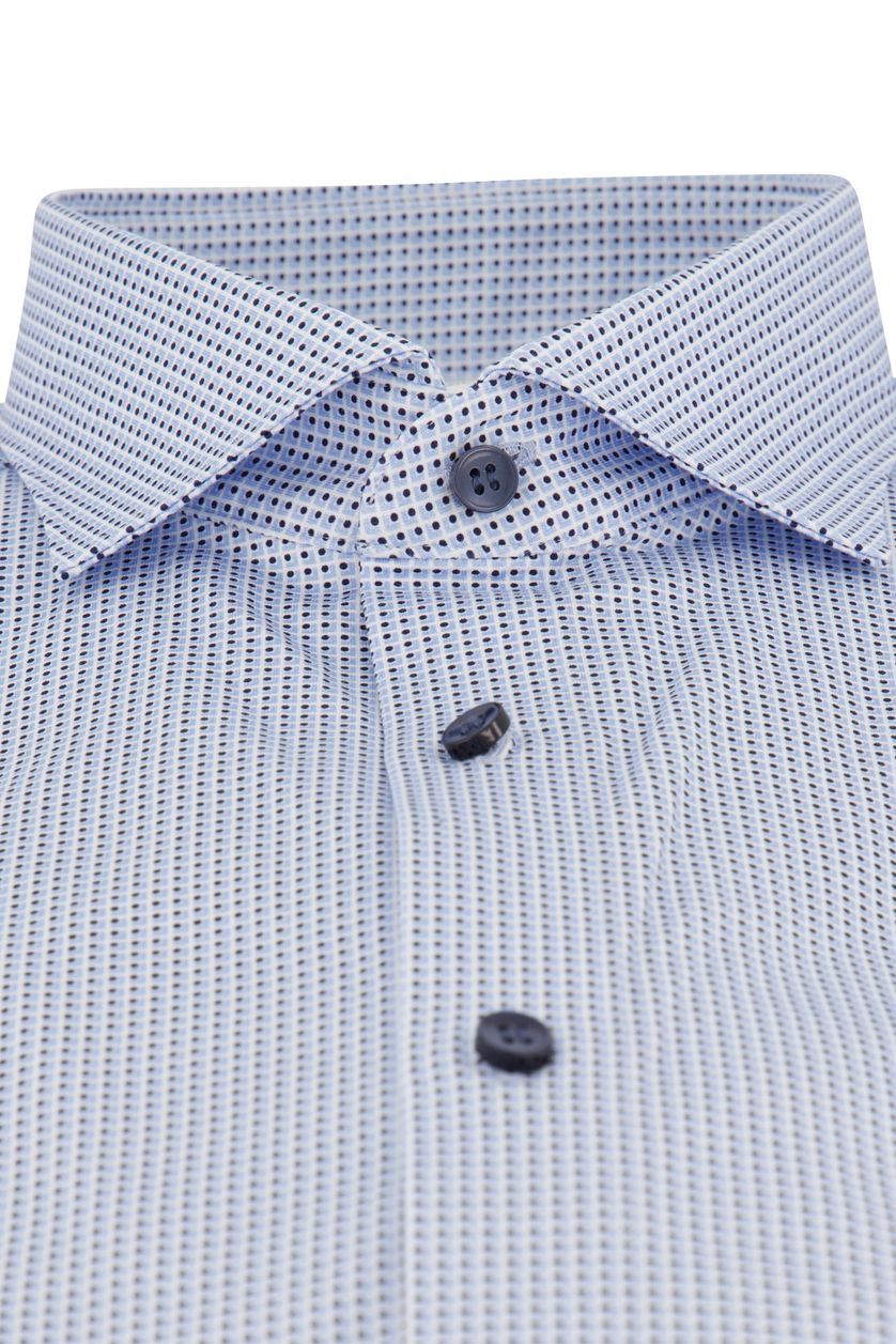 Olymp blauw geprint overhemd mouwlengte 7 katoen Level Five body fit