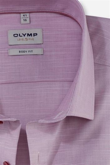 Olymp overhemd normale fit roze effen katoen