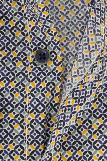 Blauw geprint Casa Moda katoenen overhemd casual fit