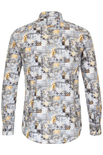 Casa Moda overhemd casualnormale fit grijs geprint katoen