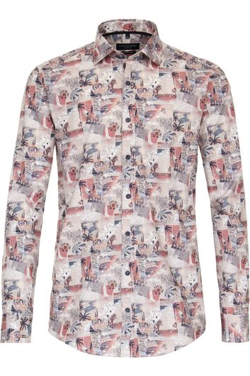 Casual Casa Moda overhemd rood geprint normale fit