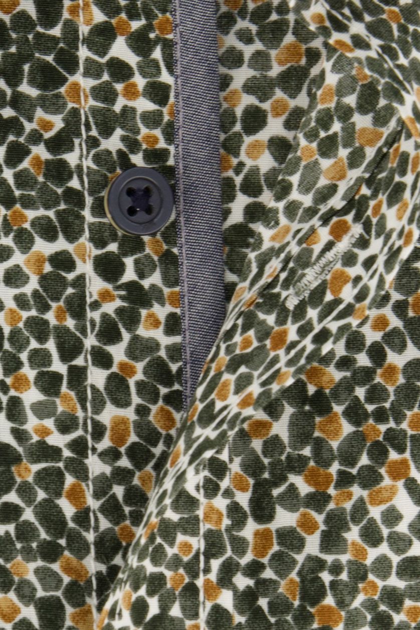 Casa Moda casual overhemd wijde fit groen geprint katoen semi-wide spread boord