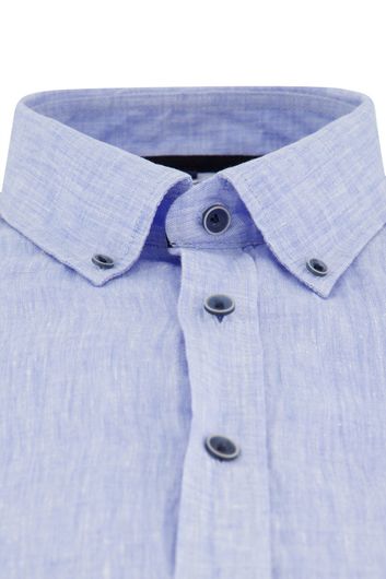 Overhemd Casa Moda casual fit linnen lichtblauw gemêleerd