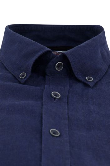 Casa Moda casual fit donkerblauw linnen overhemd 