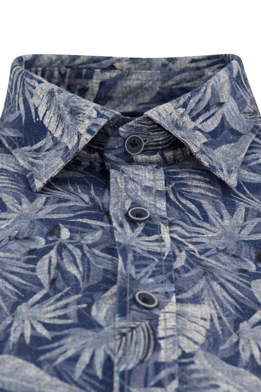 Overhemd Casa Moda normale fit blauw geprint borstzak