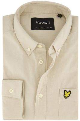 Lyle & Scott Lyle & Scott overhemd normale fit beige katoen borstzak