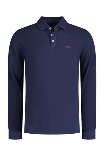 New Zealand polo navy 3-knoops lang mouw