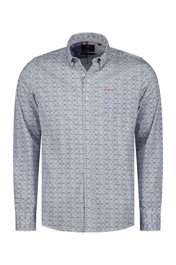 New Zealand overhemd normale fit grijs geprint