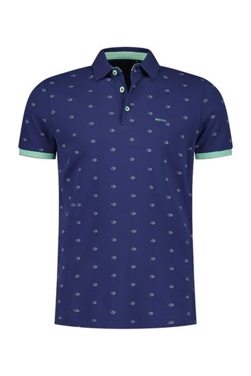 New Zealand polo geprint donkerblauw
