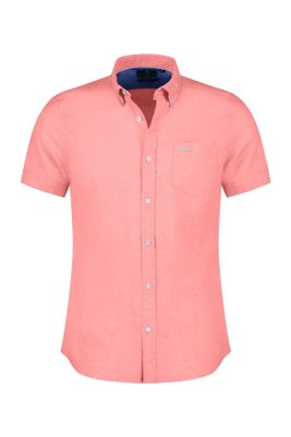 New Zealand New Zealand casual overhemd korte mouw normale fit roze linnen