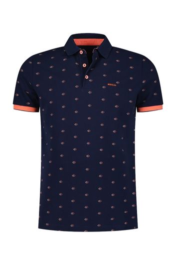 New Zealand polo normale fit donkerblauw geprint