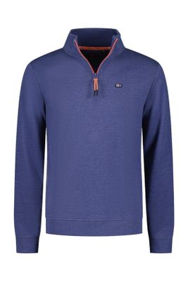 New Zealand katoenen New Zealand sweater half zip effen donkerblauw