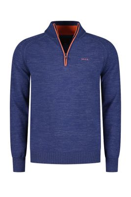 New Zealand New Zealand sweater half zip donkerblauw gemêleerd