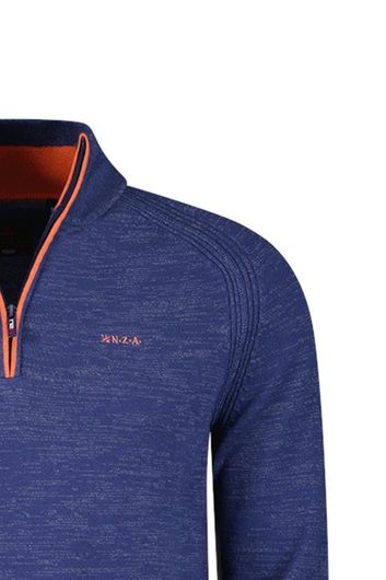 New Zealand sweater half zip donkerblauw gemêleerd