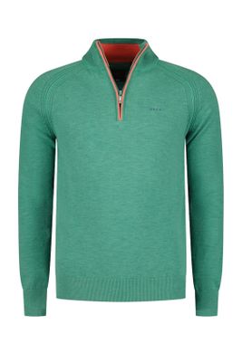 New Zealand New Zealand sweater half zip groen katoen