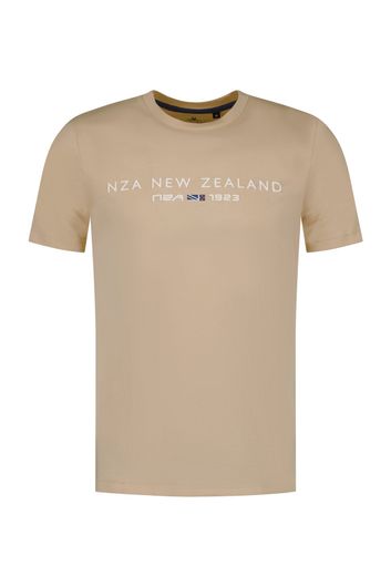 New Zealand t-shirt beige opdruk katoen