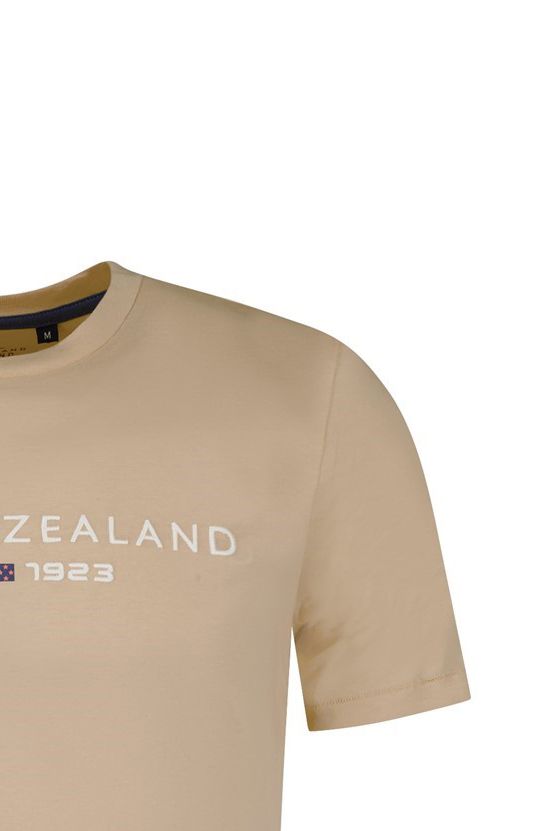 Beige New Zealand t-shirt opdruk katoen
