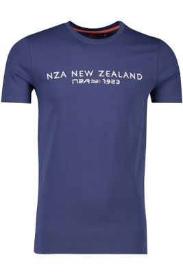 New Zealand NZA t-shirt donkerblauw effen met opdruk katoen