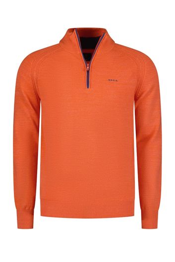 New Zealand sweater oranje halfzip