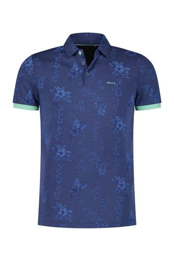 donkerblauwe New Zealand polo normale fit geprint 