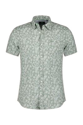 New Zealand New Zealand casual overhemd korte mouw normale fit groen linnen geprint