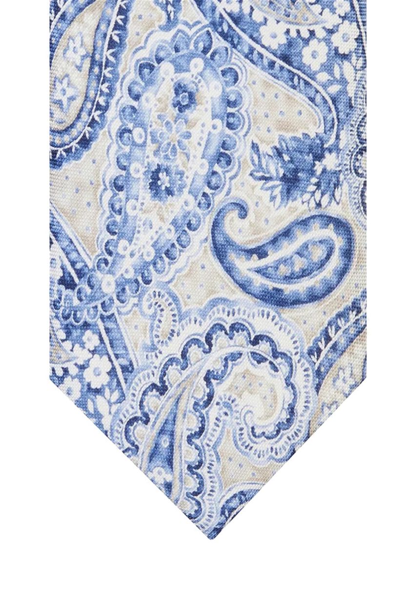 Profuomo zijde stropdas blauw geprint 