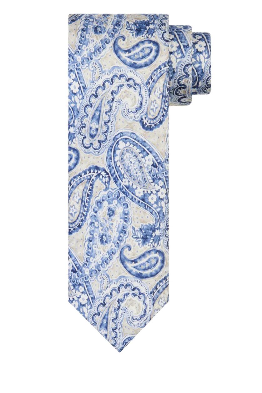 Profuomo zijde stropdas blauw geprint 