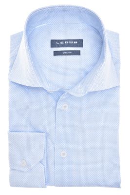 Ledub Ledub overhemd Modern Fit lichtblauw geprint stretch katoen