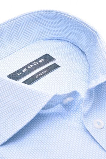 Ledub overhemd mouwlengte 7 Modern Fit lichtblauw geprint katoen