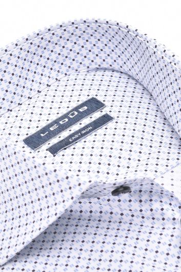 Ledub overhemd easy iron wit geprint modern fit